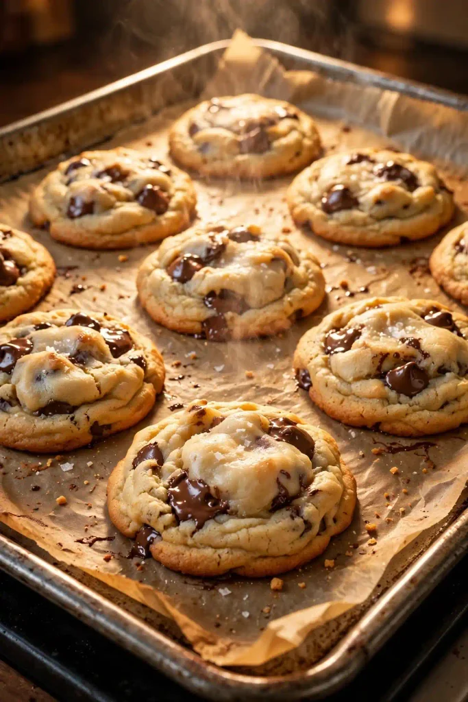Chocolate Chip Cookies Recipe 4 Chocolate chip cookies fresh out of the oven with soft centers