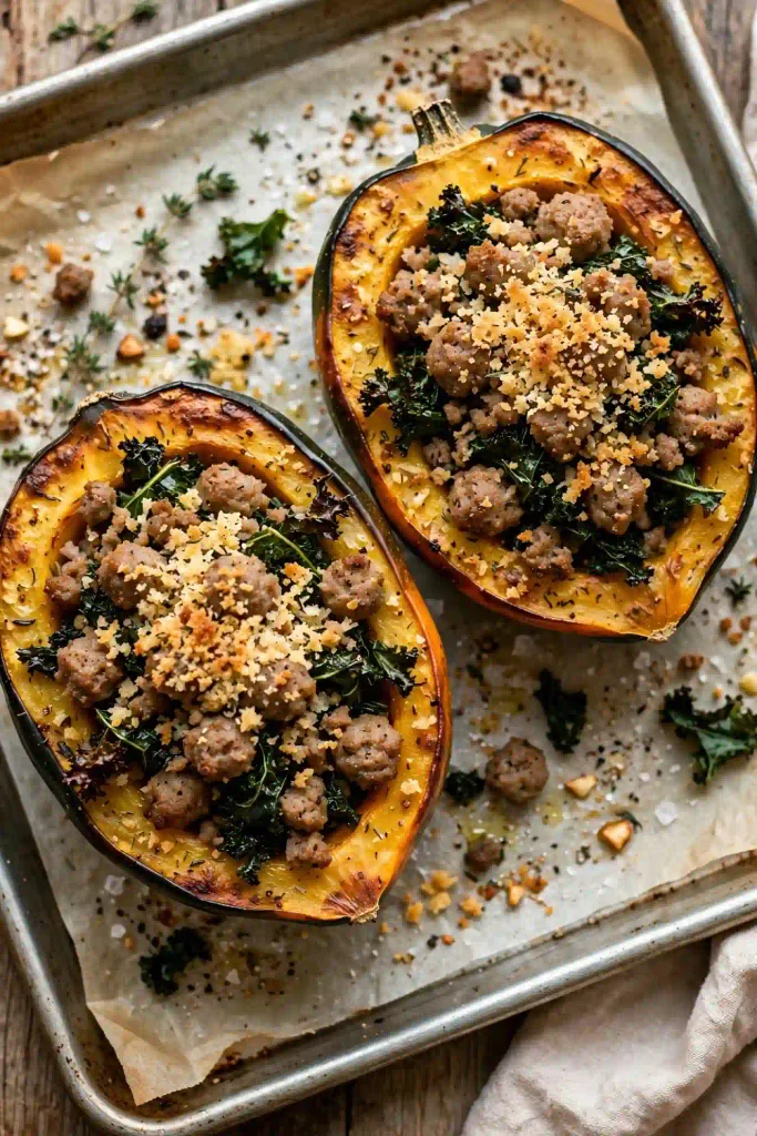 Fall Recipes 9 Bowl of beef and butternut squash chili topped with sour cream and green onion